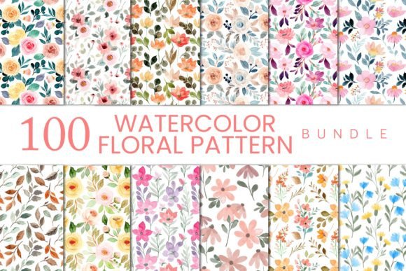 100 Watercolor Floral Patterns Bundle: A Versatile Resource for Creative Projects