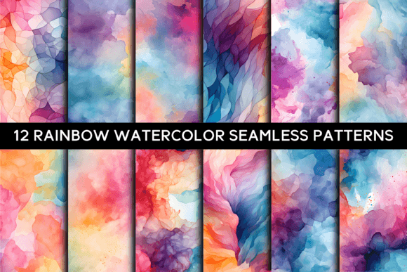 12 Rainbow Watercolor Seamless Patterns: A Creative Resource for Designers
