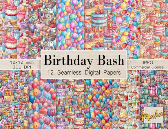 Birthday Bash Seamless Patterns – A Creative Wonderland for Designers and Crafters