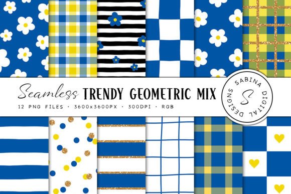 Blue Yellow Trendy Seamless Patterns: A Creative Resource for Designers and Crafters