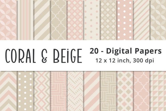 Coral and Beige Digital Paper Patterns: A Versatile Choice for Creative Projects