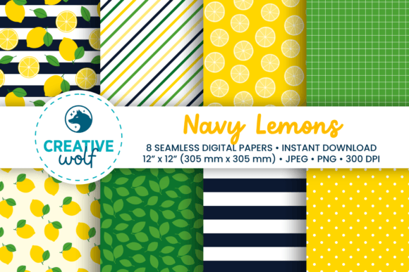 Exploring the Versatility of Lemons and Navy Blue Seamless Patterns