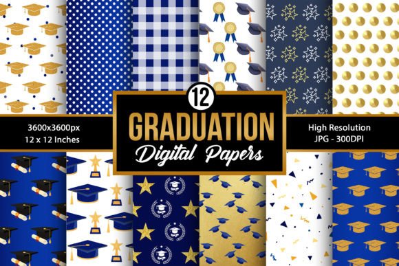 Happy Graduation Digital Paper Patterns: A Creative Resource for Designers and Crafters