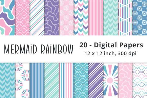 Mermaid Rainbow Scrapbook Paper Patterns