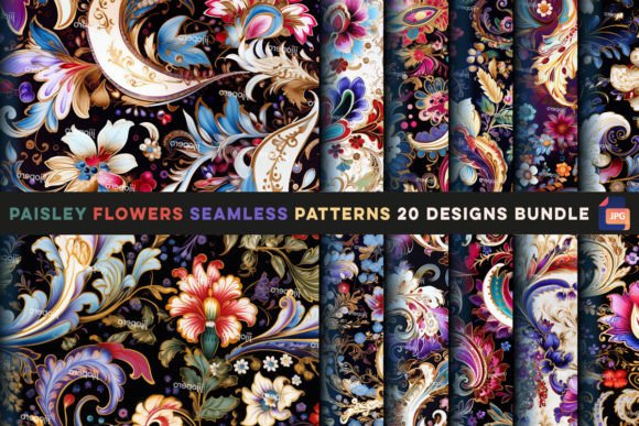 Paisley Flowers Seamless Patterns for Creative Projects