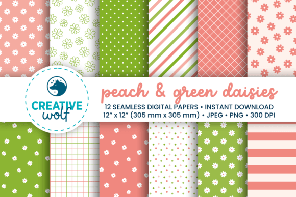 Peach Green Daisies Seamless Patterns: A Versatile Design Resource for Creative Projects