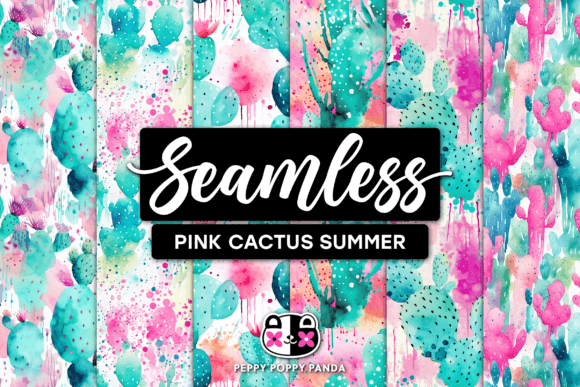 Pink Cactus Summer Seamless Patterns