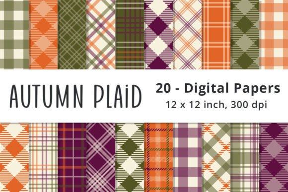 Printable Autumn Plaid Digital Patterns