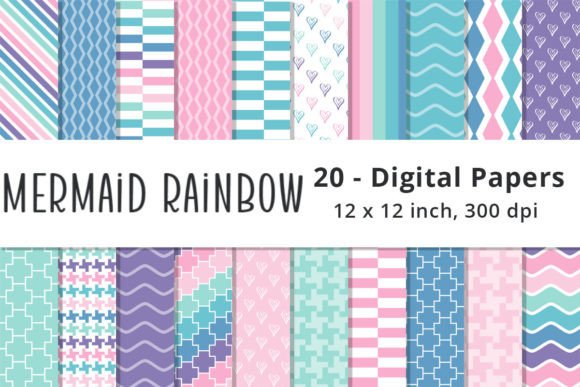 Printable Mermaid Rainbow Color Patterns
