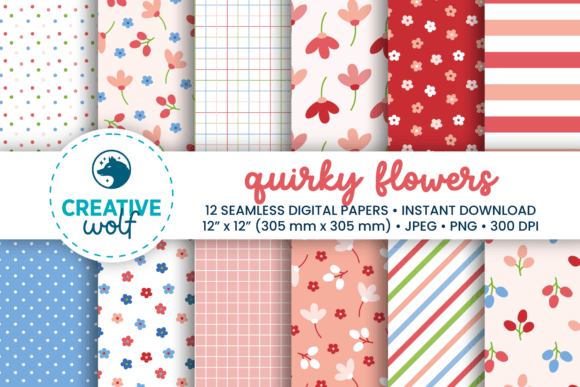 Quirky Spring Flowers Seamless Patterns: A Creative Resource for Modern Designers