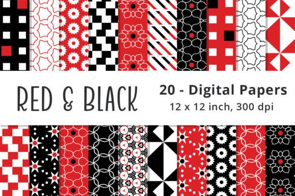 Red and Black Geometric Design Patterns