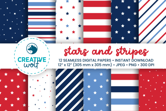 Stars Stripes Patterns in Red and Blue