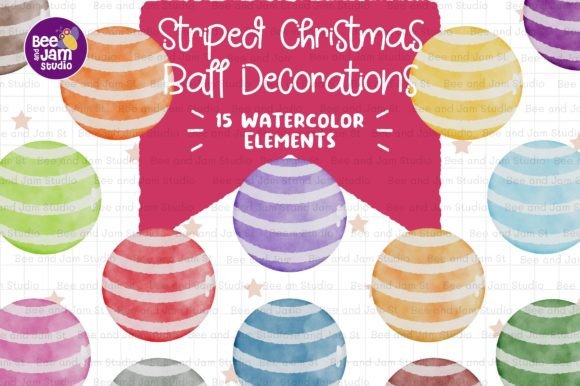 Striped Christmas Ball Watercolor PNG: A Versatile Design for Creative Projects