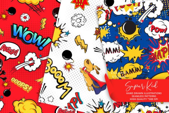 Super Kid, Cute Comic Seamless Patterns: A Creative Resource for Artists and Designers